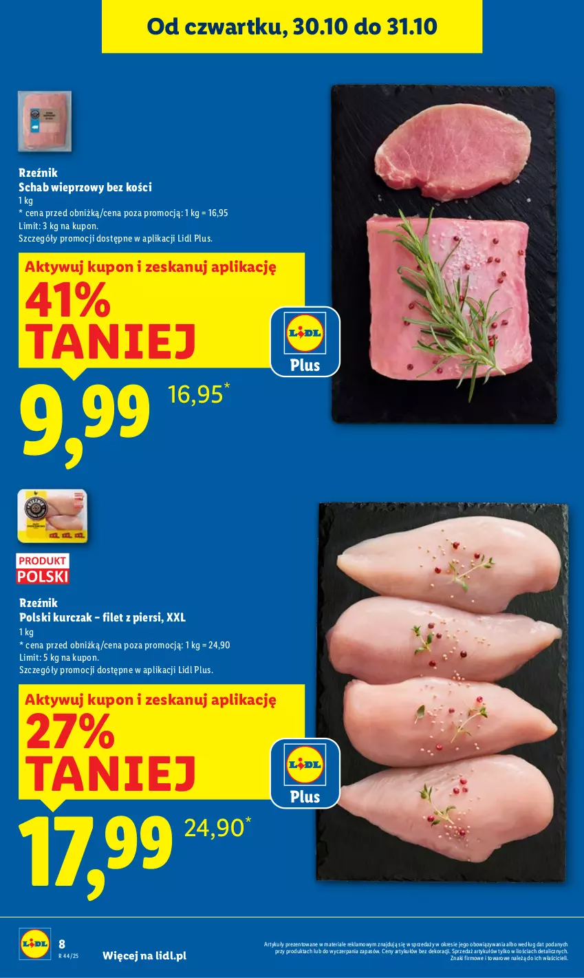 Gazetka promocyjna Lidl - GAZETKA - ważna 30.10 do 31.10.2025 - strona 8 - produkty: Kurczak, Schab wieprzowy