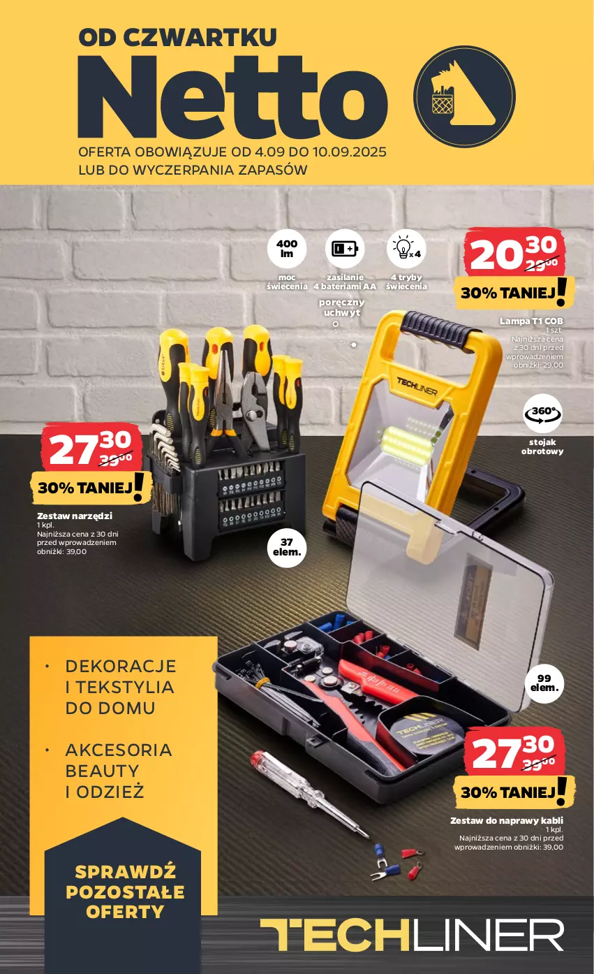 Gazetka promocyjna Netto - Od Czwartku Przemysłowa - ważna 04.09 do 10.09.2025 - strona 1 - produkty: Bateria, Lampa, Por, Silan, Stojak, Zestaw narzędzi