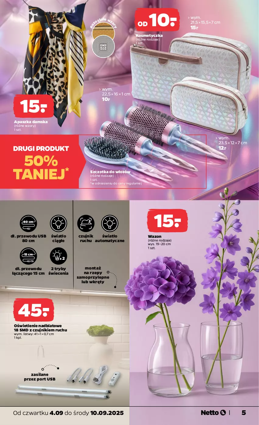 Gazetka promocyjna Netto - Od Czwartku Przemysłowa - ważna 04.09 do 10.09.2025 - strona 5 - produkty: Kosmetyczka, Mop, Por, Silan, Szczotka, Szczotka do włosów, Wazon, Wkręt