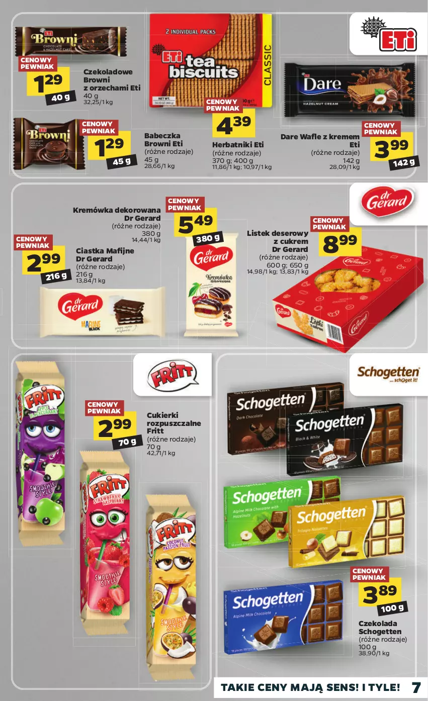 Gazetka promocyjna Netto - Katalog znanych marek - ważna 09.08 do 21.08.2021 - strona 7 - produkty: Ciastka, Cukier, Cukierki, Czekolada, Deser, Dr Gerard, Herbatniki, Kremówka, Schogetten, Ser, Stek, Wafle