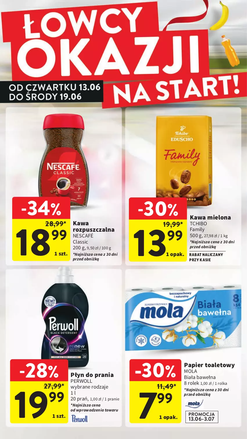 Gazetka promocyjna Intermarche - ważna 13.06 do 19.06.2024 - strona 12 - produkty: Fa, Kawa, Kawa mielona, Mola, Nescafé, Papier, Papier toaletowy, Perwoll, Płyn do prania, Tchibo, Tchibo Family, Wełna