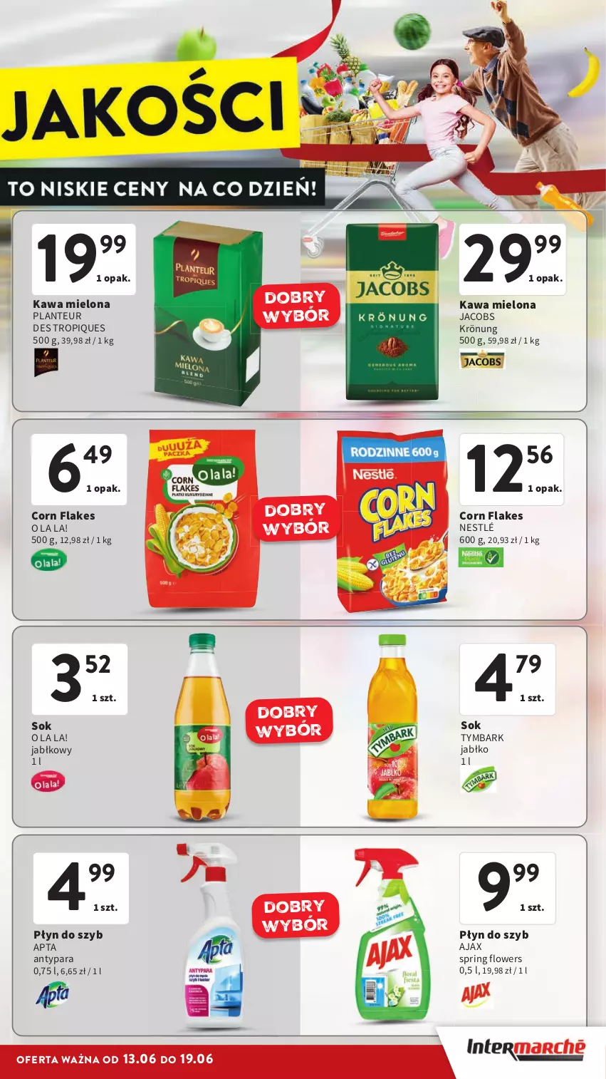 Gazetka promocyjna Intermarche - ważna 13.06 do 19.06.2024 - strona 17 - produkty: Ajax, Corn flakes, Jacobs, Jacobs Krönung, Kawa, Kawa mielona, Nestlé, Płyn do szyb, Sok, Tymbark