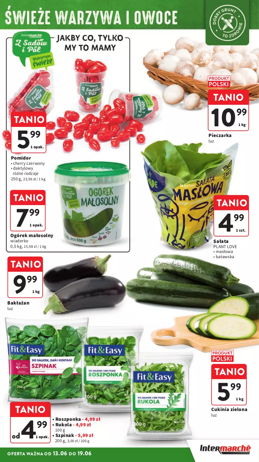 Gazetka promocyjna Intermarche - ważna 13.06 do 19.06.2024 - strona 19 - produkty: Masło, Ogórek, Piec, Pieczarka, Roszponka, Rukola, Sałat, Szpinak