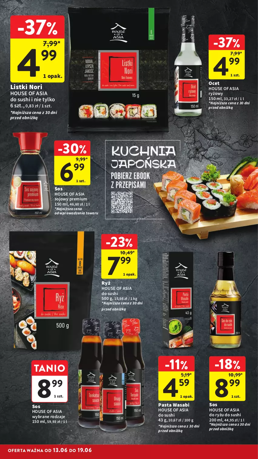 Gazetka promocyjna Intermarche - ważna 13.06 do 19.06.2024 - strona 38 - produkty: House of Asia, Ocet, Pasta wasabi, Ryż, Sos, Sushi, Wasa