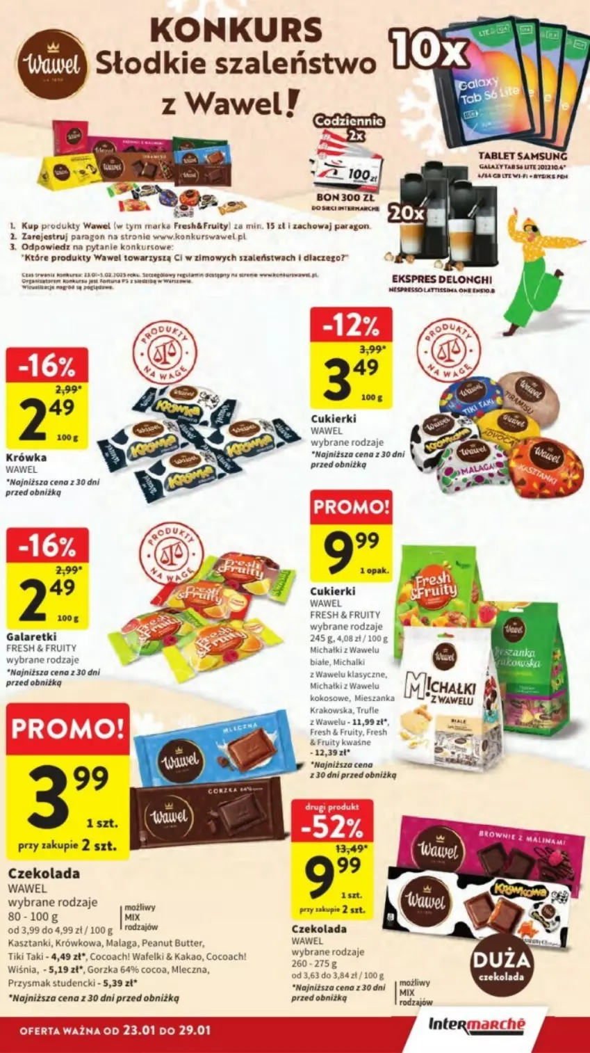 Gazetka promocyjna Intermarche - ważna 27.01 do 29.01.2025 - strona 15 - produkty: Cukier, Cukierki, Czekolada, Gala, Galaretki, Kakao, Kokos, Michałki, Szal, Wawel