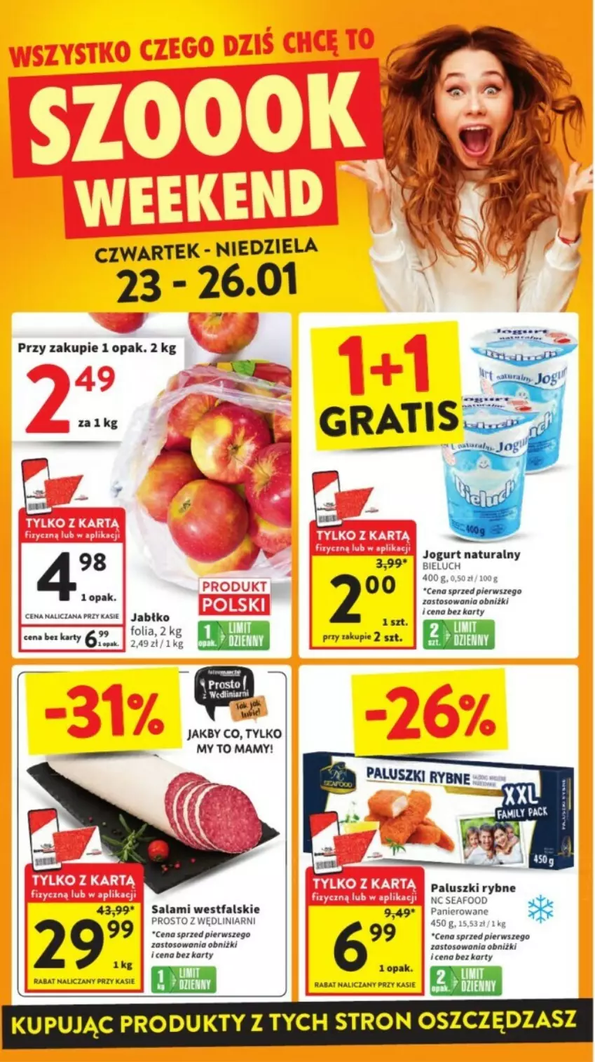 Gazetka promocyjna Intermarche - ważna 27.01 do 29.01.2025 - strona 32 - produkty: Bieluch, Fa, Jogurt, Jogurt naturalny, Paluszki rybne, Salami