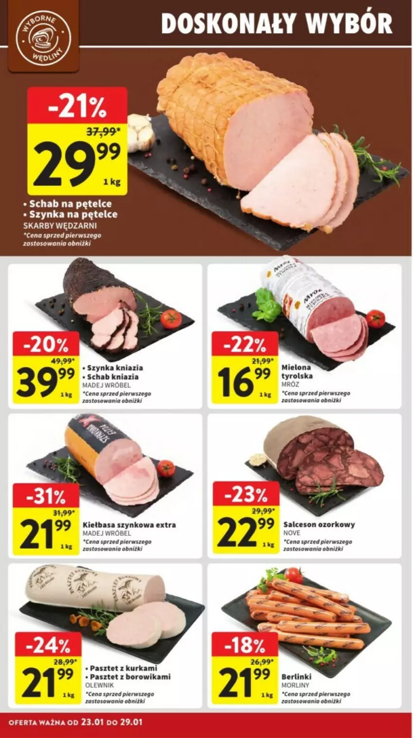 Gazetka promocyjna Intermarche - ważna 27.01 do 29.01.2025 - strona 7 - produkty: Berlinki, Kiełbasa, Kiełbasa szynkowa, Madej Wróbel, Morliny, Olewnik, Pasztet, Salceson, Szynka