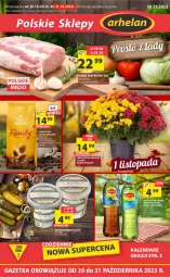 Gazetka promocyjna Arhelan - Gazetka - Gazetka - ważna od 31.10 do 31.10.2023 - strona 1 - produkty: Tchibo, Chryzantema, Ogórek, Kawa, Schab wieprzowy, Lipton, Napój, Kalendarz, Fa
