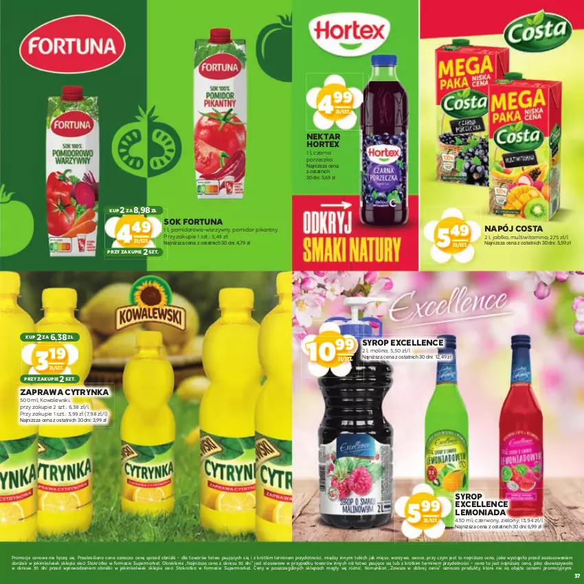 Gazetka promocyjna Stokrotka - Wiosenne inspiracje - ważna 20.03 do 02.04.2025 - strona 37 - produkty: Fortuna, Hortex, Lemoniada, Mięso, Napój, Nektar, Owoce, Por, Sok, Syrop, Warzywa