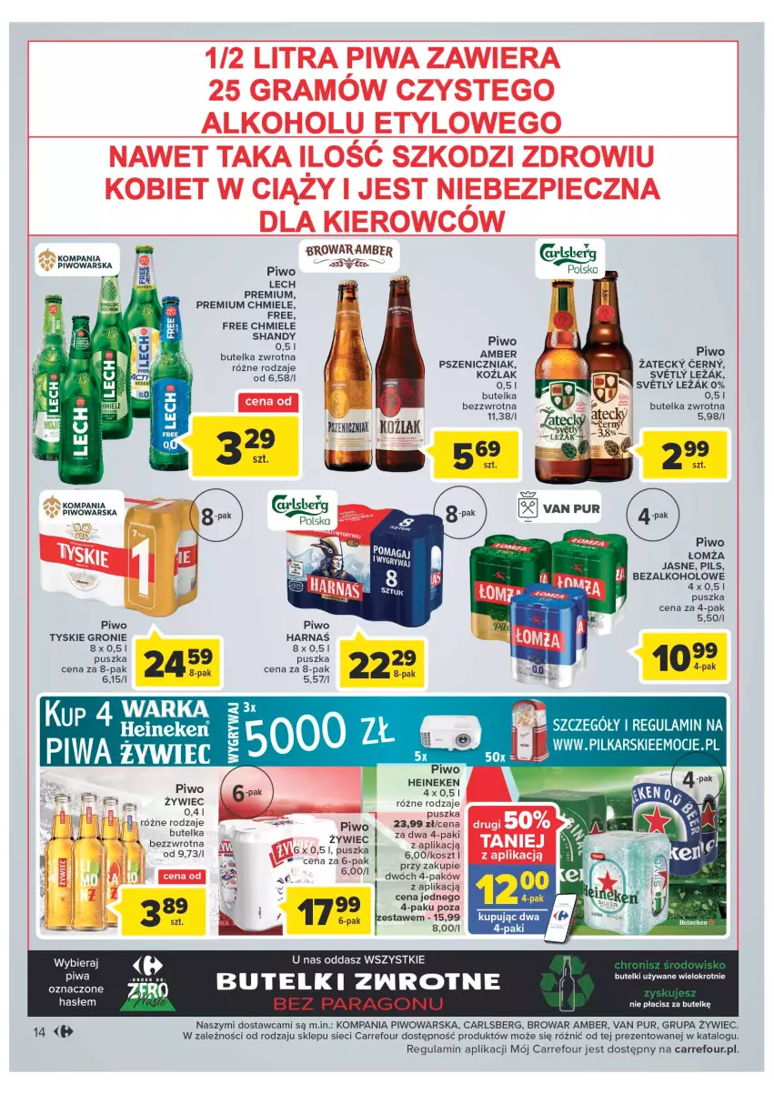 Gazetka promocyjna Carrefour - Gazetka Carrefour - ważna 08.11 do 19.11.2022 - strona 16 - produkty: Carlsberg, Fa, Harnaś, Heineken, Kosz, Lech Premium, Piwa, Piwo, Pur, Tyskie, Warka