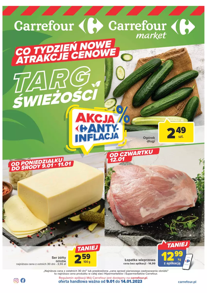 Gazetka promocyjna Carrefour - Gazetka Targ świeżości - ważna 09.01 do 14.01.2023 - strona 1 - produkty: Gouda, Ser