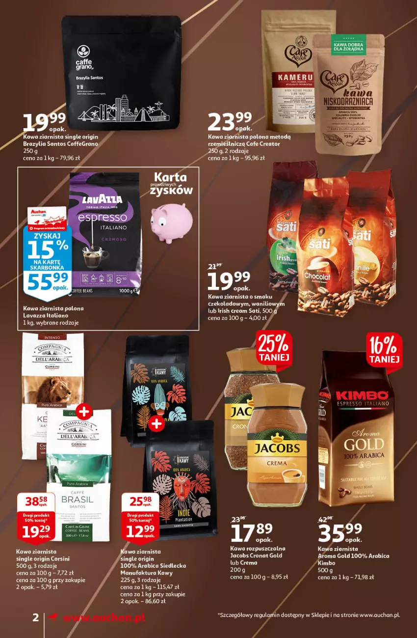 Gazetka promocyjna Auchan - Kawa i czekolada aromatycznie i słodko Supermarkety - ważna 21.10 do 31.10.2021 - strona 2 - produkty: BIC, Dell, Fa, Gin, Gra, Jacobs, Kawa, Kawa ziarnista, Sati
