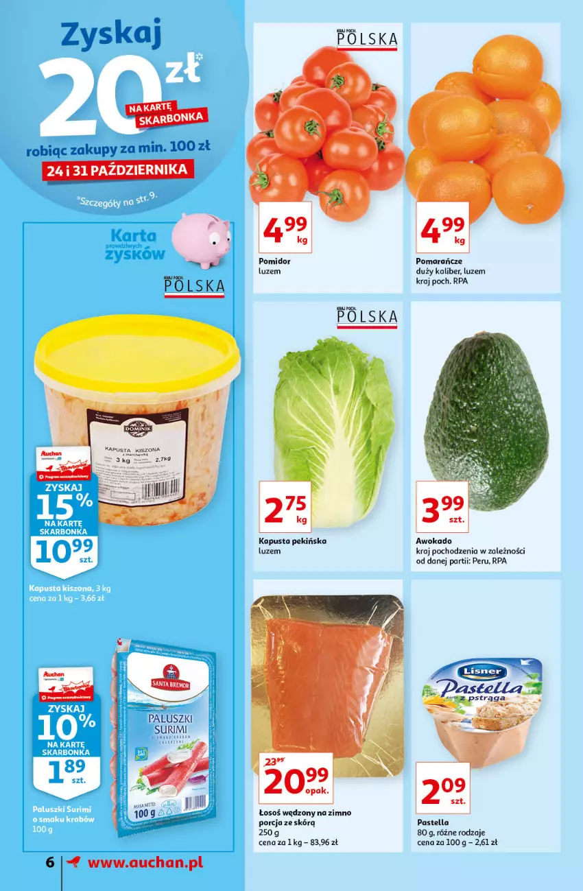 Gazetka promocyjna Auchan - Kawa i czekolada aromatycznie i słodko Supermarkety - ważna 21.10 do 31.10.2021 - strona 6 - produkty: Fa, Pastella, Pomarańcze, Por, Surimi