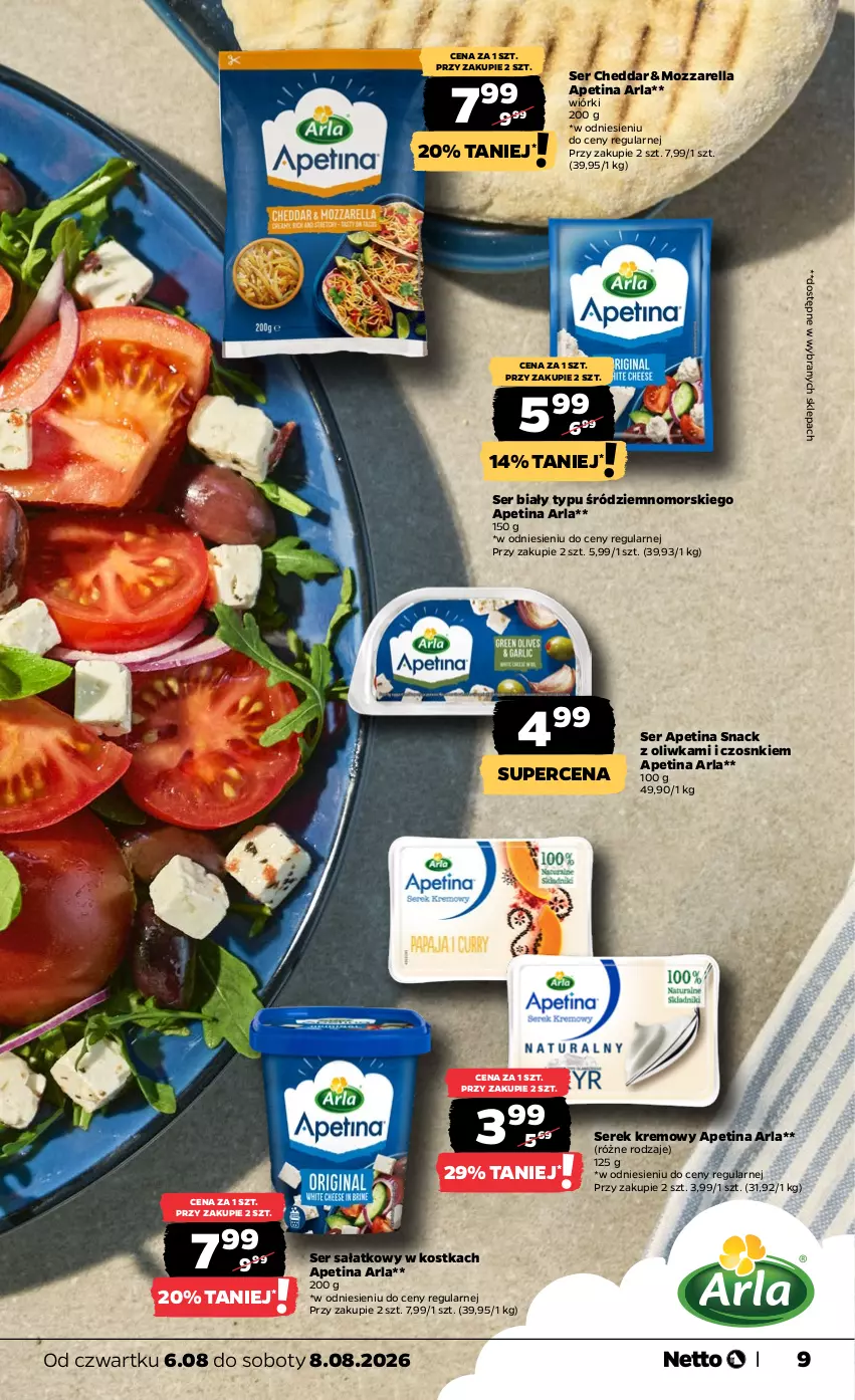 Gazetka promocyjna Netto - Od Czwartku - ważna 06.08 do 08.08.2026 - strona 9 - produkty: Cheddar, Mozzarella, Sałat, Ser, Serek