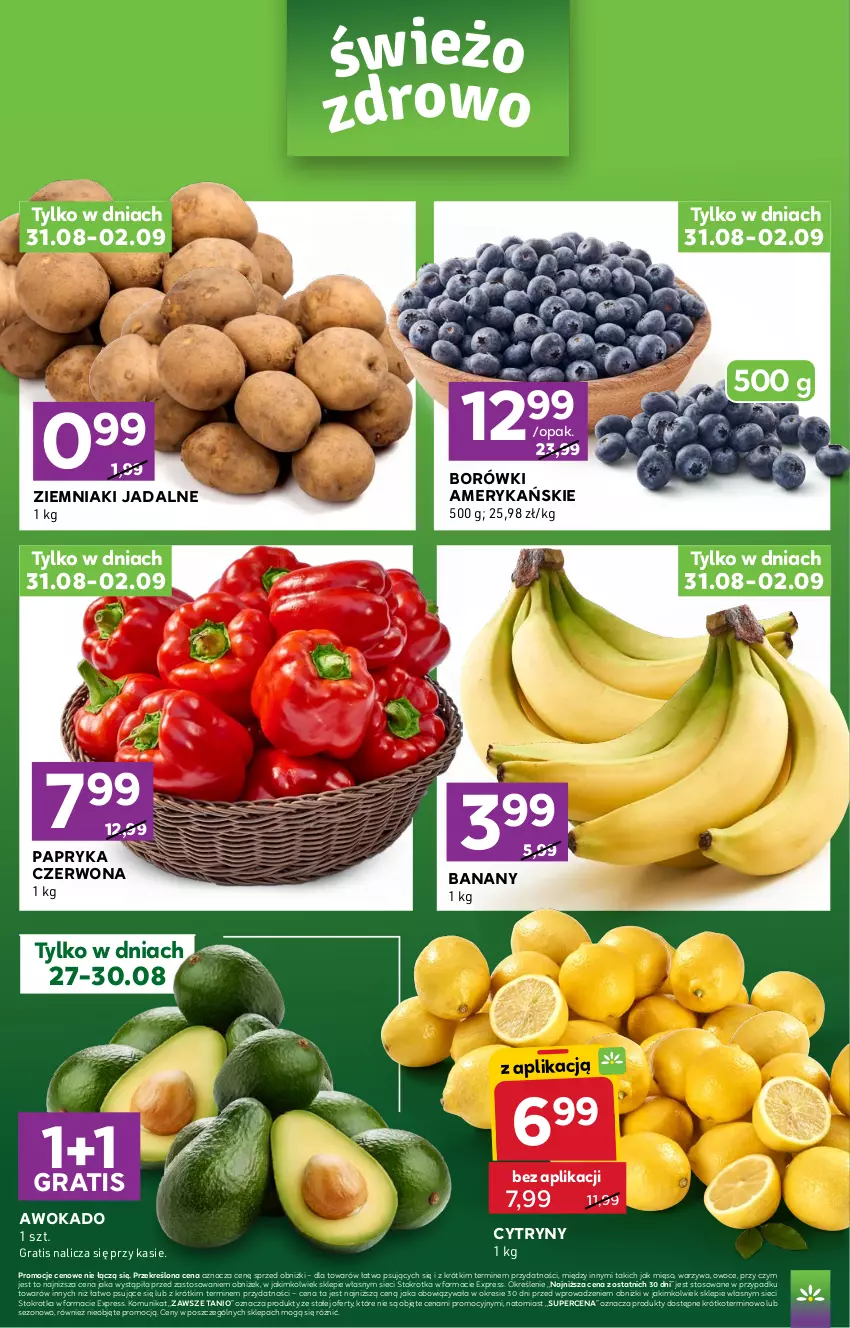 Gazetka promocyjna Stokrotka - Express - ważna 27.08 do 02.09.2026 - strona 2 - produkty: Banany, Cytryny, Gra, Mięso, Owoce, Papryka, Papryka czerwona, Warzywa, Ziemniaki