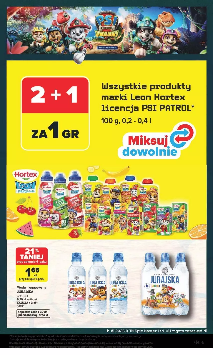 Gazetka promocyjna Carrefour - Gazetka PSI PATROL I DINOZAURY - ważna 30.07 do 22.08.2026 - strona 5 - produkty: Fa, Hortex, Leon, Psi Patrol, Ser, Woda, Woda niegazowana