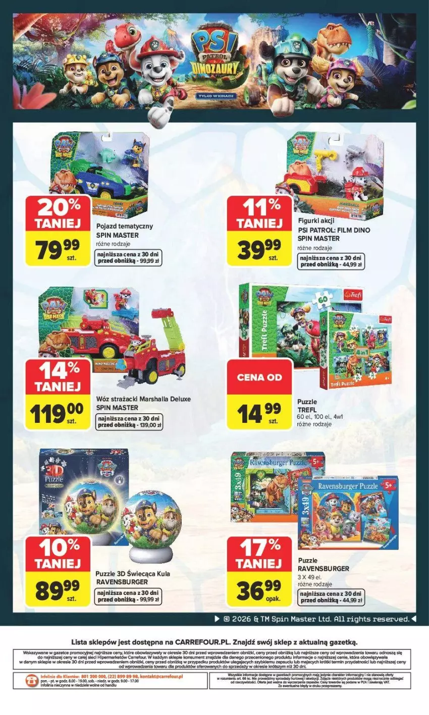 Gazetka promocyjna Carrefour - Gazetka PSI PATROL I DINOZAURY - ważna 30.07 do 22.08.2026 - strona 8 - produkty: Burger, Fa, Mars, Psi Patrol, Puzzle, Ravensburger, Ser, Taca, Wóz strażacki