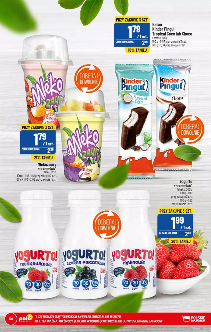 Gazetka promocyjna PoloMarket - Gazetka pomocyjna - ważna 01.02 do 07.02.2023 - strona 34 - produkty: Baton, Fa, Ferrero, Jogurt, Kinder, Owoce, Por, Tropical