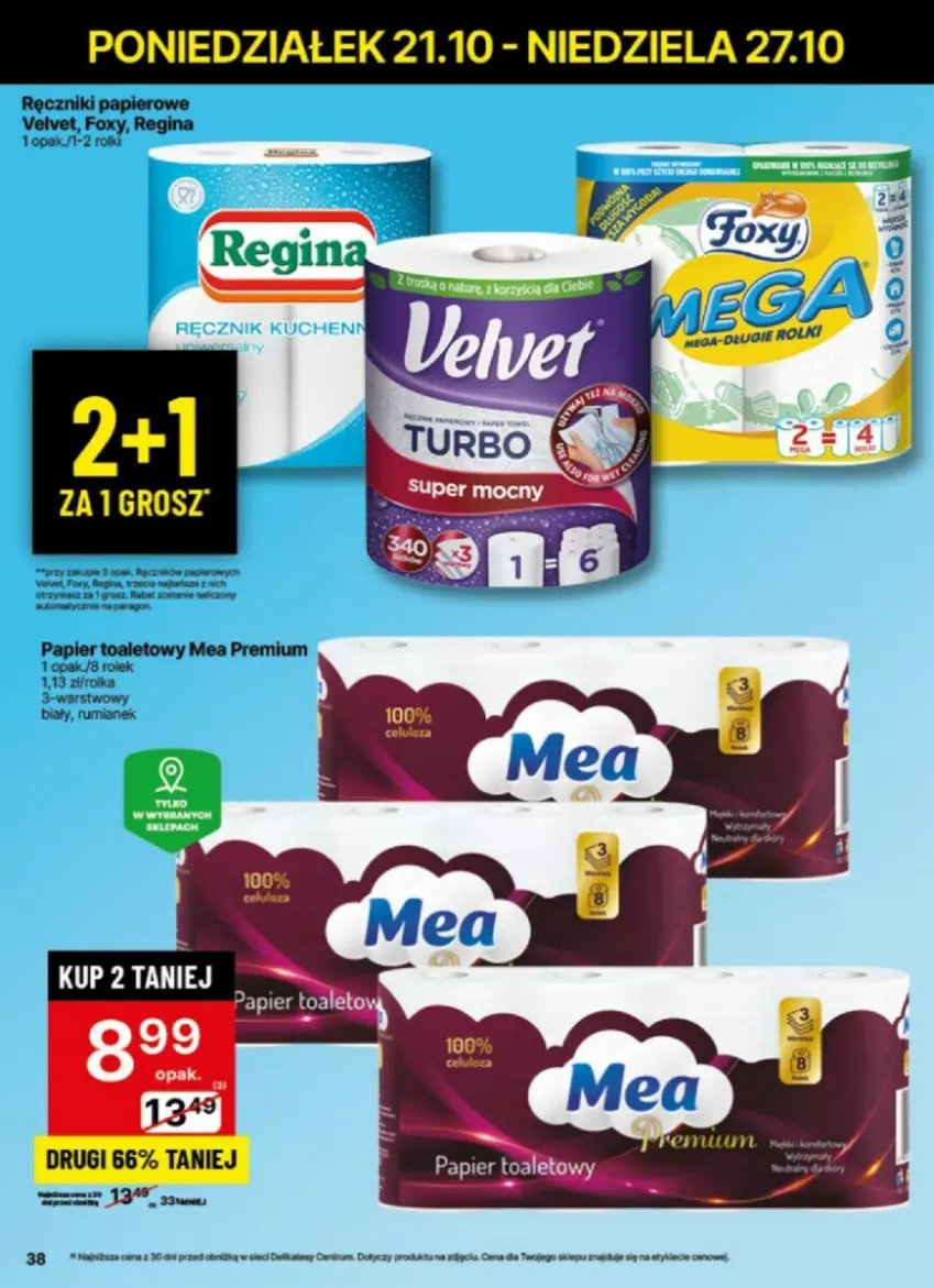 Gazetka promocyjna Delikatesy Centrum - ważna 21.10 do 27.10.2024 - strona 32 - produkty: Fa, Foxy, Gin, Papier, Ręcznik, Ręczniki papierowe, Rolki, Rum, Velvet