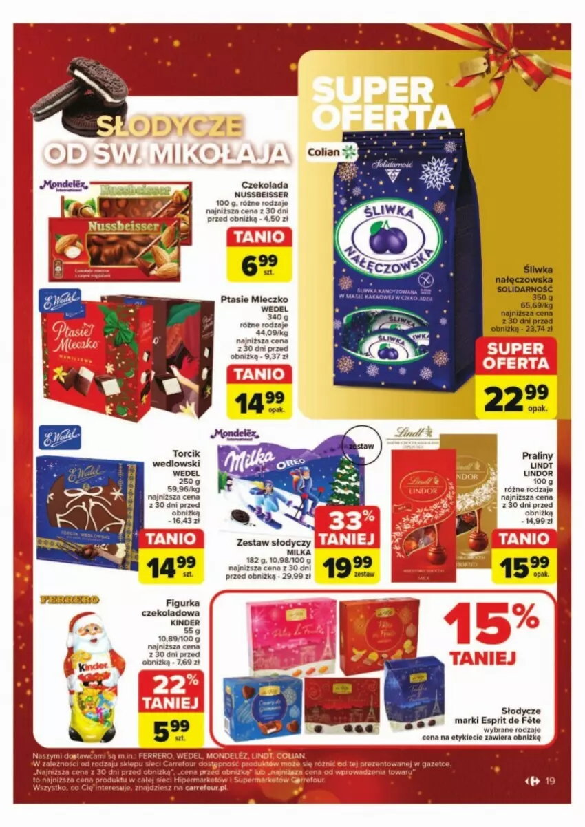 Gazetka promocyjna Carrefour - ważna 02.12 do 07.12.2024 - strona 11 - produkty: Czekolada, Ferrero, Kinder, Lindor, Lindt, Milka, Mleczko, Praliny, Ptasie mleczko, Ser