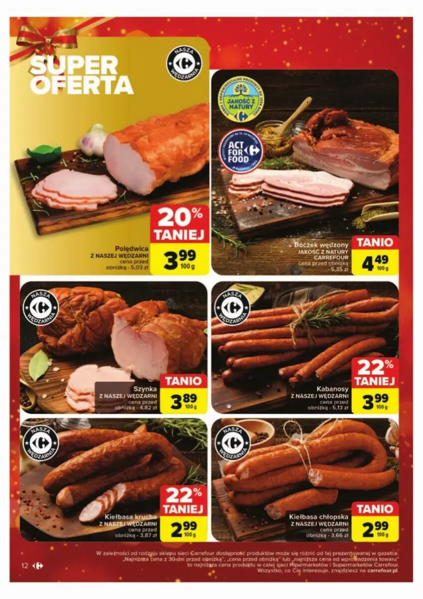 Gazetka promocyjna Carrefour - ważna 02.12 do 07.12.2024 - strona 4 - produkty: Boczek, Kabanos, Kiełbasa, Kiełbasa krucha, Szynka