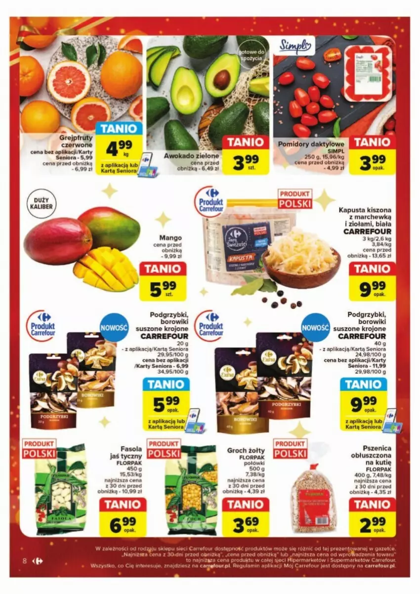 Gazetka promocyjna Carrefour - ważna 02.12 do 07.12.2024 - strona 42 - produkty: Borowiki, Fa, Fasola, Groch, Mango, Podgrzybki, Pomidory