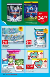 Gazetka promocyjna Auchan - Szkoła oszczędzania smaczne przeOferty Supermarkety - Gazetka - ważna od 17.08 do 17.08.2022 - strona 10 - produkty: Gin, Pampers, Papier, Finish, Tablet, Majtki, Proszek do prania, Papier toaletowy, Ręcznik, Foxy, Pieluchomajtki, Zmywarki, Ariel, Tabletki do zmywarki, Fa