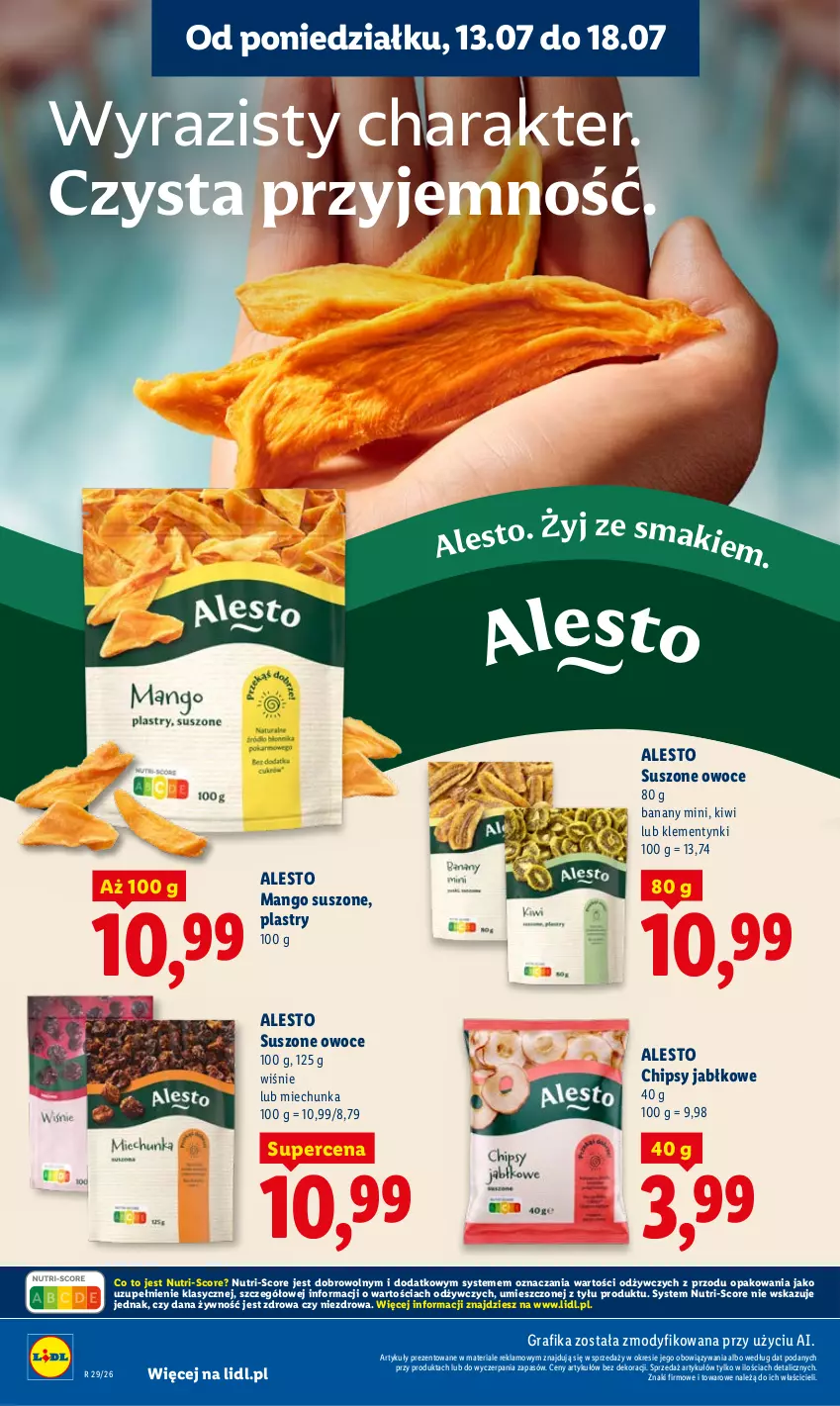 Gazetka promocyjna Lidl - Gazetka ważna od 13.07 do 15.07 - ważna 13.07 do 15.07.2026 - strona 14 - produkty: Banany, Chipsy, Gra, Grafika, Kiwi, Klementynki, Mango, Mango suszone, Owoce