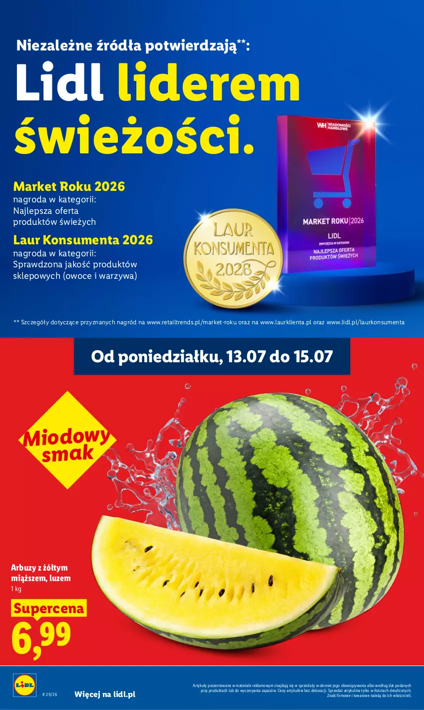 Gazetka promocyjna Lidl - Gazetka ważna od 13.07 do 15.07 - ważna 13.07 do 15.07.2026 - strona 40 - produkty: Arbuz, Laur, Owoce, Warzywa
