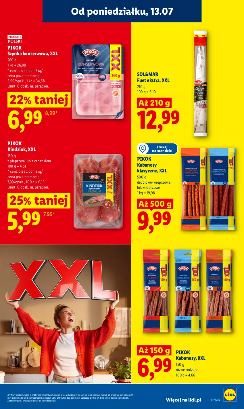 Gazetka promocyjna Lidl - Gazetka ważna od 13.07 do 15.07 - ważna 13.07 do 15.07.2026 - strona 49 - produkty: Kabanos, Kindziuk, Pieprz, PIKOK, Ser, Szynka, Szynka konserwowa