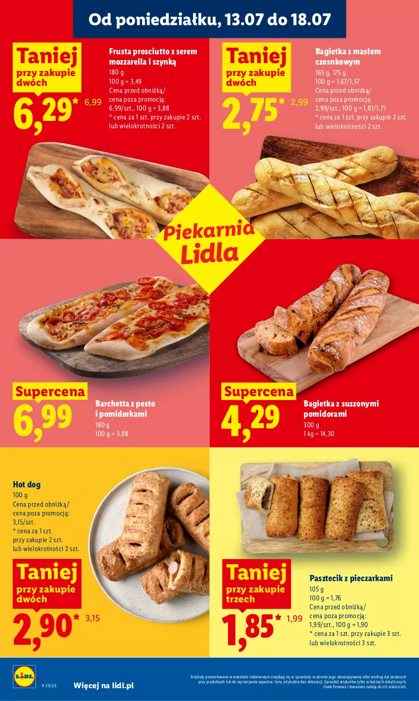 Gazetka promocyjna Lidl - Gazetka ważna od 13.07 do 15.07 - ważna 13.07 do 15.07.2026 - strona 68 - produkty: Bagietka, Hot dog, Mozzarella, Orka, Pasztecik z pieczarkami, Pesto, Piec, Pieczarka, Prosciutto, Rust, Ser