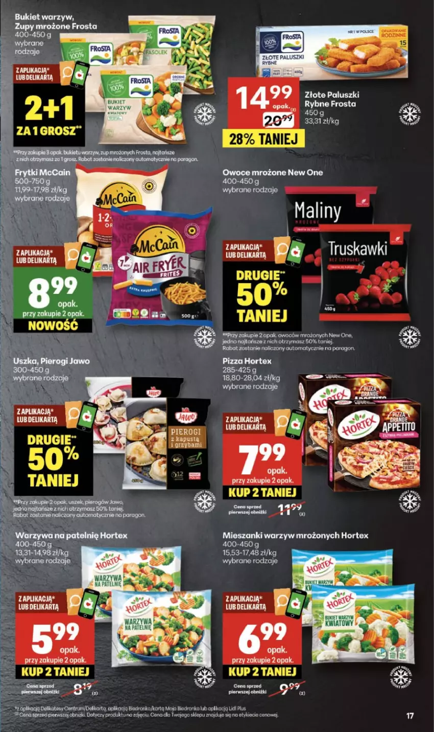 Gazetka promocyjna Delikatesy Centrum - Franczyza DC47 Czwartek - ważna 20.11 do 26.11.2025 - strona 17 - produkty: Bukiet, Bukiet warzyw, Fa, Frosta, Hortex, Kapustą, Koc, Maliny, Owoce, Paluszki rybne, Pierogi, Pizza, Rum, Warzywa