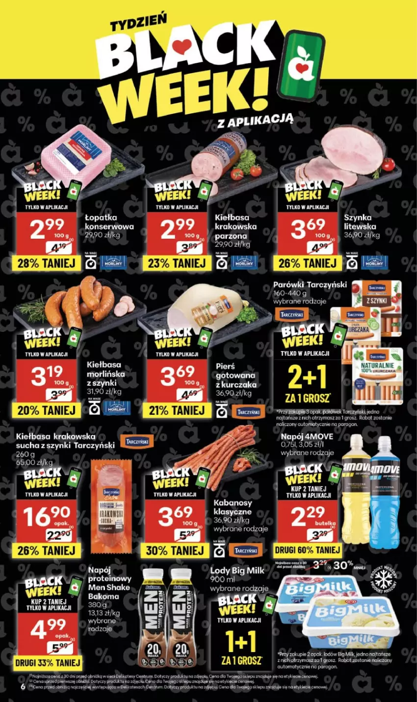 Gazetka promocyjna Delikatesy Centrum - Franczyza DC47 Czwartek - ważna 20.11 do 26.11.2025 - strona 6 - produkty: Big Milk, Fa, K2, Kabanos, LG, Parówki, Rum, Szynka, Tarczyński