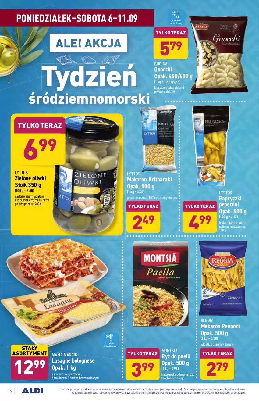 Gazetka promocyjna Aldi - SUPER SMACZNE OKAZJE - ważna 06.09 do 11.09.2021 - strona 16 - produkty: Gnocchi, Lasagne, Lasagne bolognese, Makaron, Oliwki, Rum, Ryż, Sos, Tera