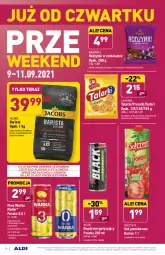 Gazetka promocyjna Aldi - SUPER SMACZNE OKAZJE - Gazetka - ważna od 11.09 do 11.09.2021 - strona 26 - produkty: Piwa, Piwo, Piec, Sok, Lajkonik, Gra, Kawa ziarnista, Kawa, Tera, Warka, Lack, Radler, Pieczywo, Rodzynki, Sok pomidorowy, Jacobs, Precelki, Napój, Krakersy, Fa