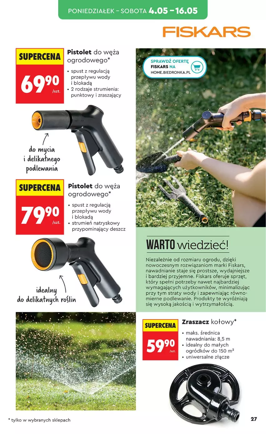 Gazetka promocyjna Biedronka - Okazje Tygodnia - ważna 04.05 do 16.05.2026 - strona 27 - produkty: Fiskars, Ogród, Pistolet, Rum, Sok