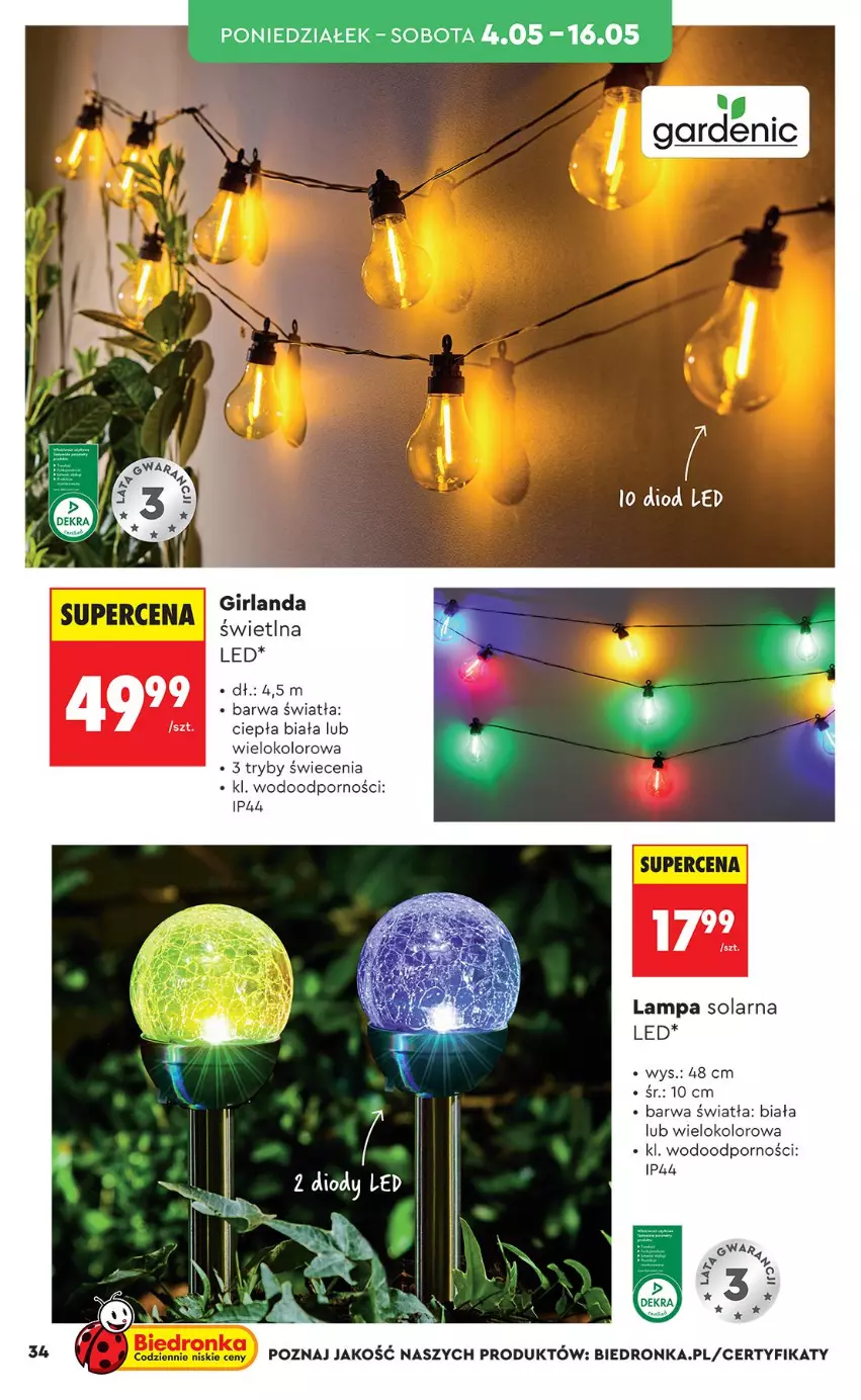 Gazetka promocyjna Biedronka - Okazje Tygodnia - ważna 04.05 do 16.05.2026 - strona 34 - produkty: Girlanda, Lampa, Por