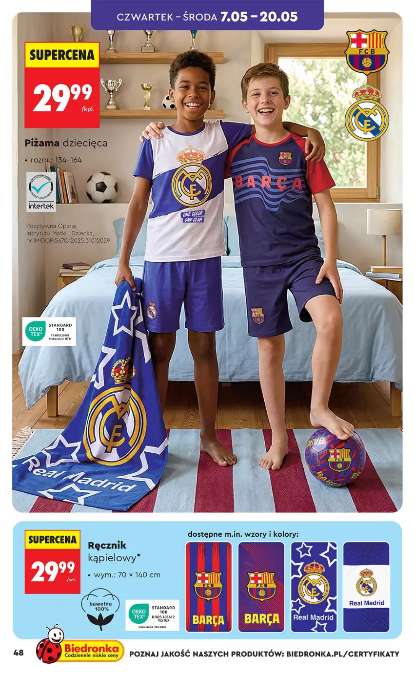Gazetka promocyjna Biedronka - Okazje Tygodnia - ważna 04.05 do 16.05.2026 - strona 48 - produkty: Dzieci, Piżama, Ręcznik, Ręcznik kąpielowy, Wełna