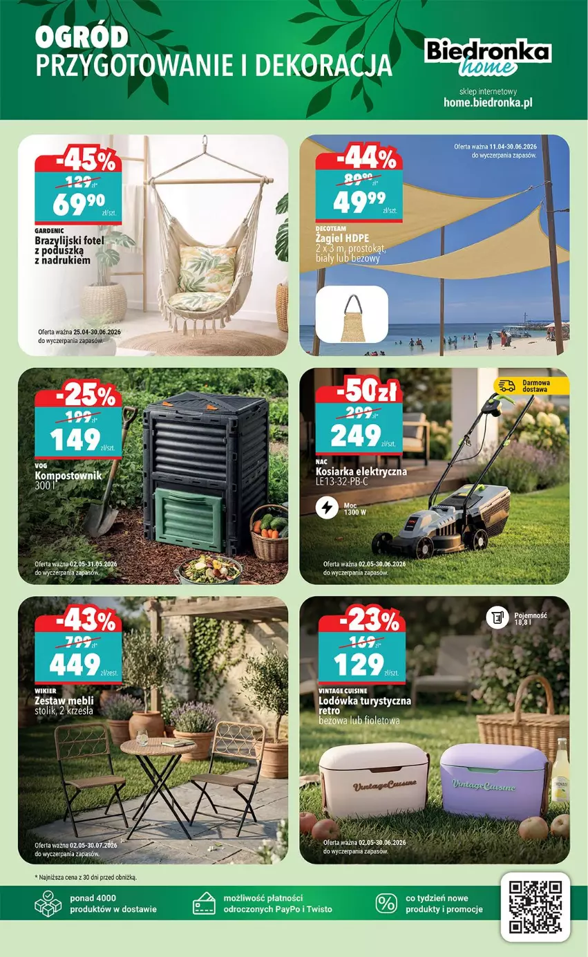 Gazetka promocyjna Biedronka - Okazje Tygodnia - ważna 04.05 do 16.05.2026 - strona 55 - produkty: Fotel, Kosiarka, Lodówka, Ogród, Stolik