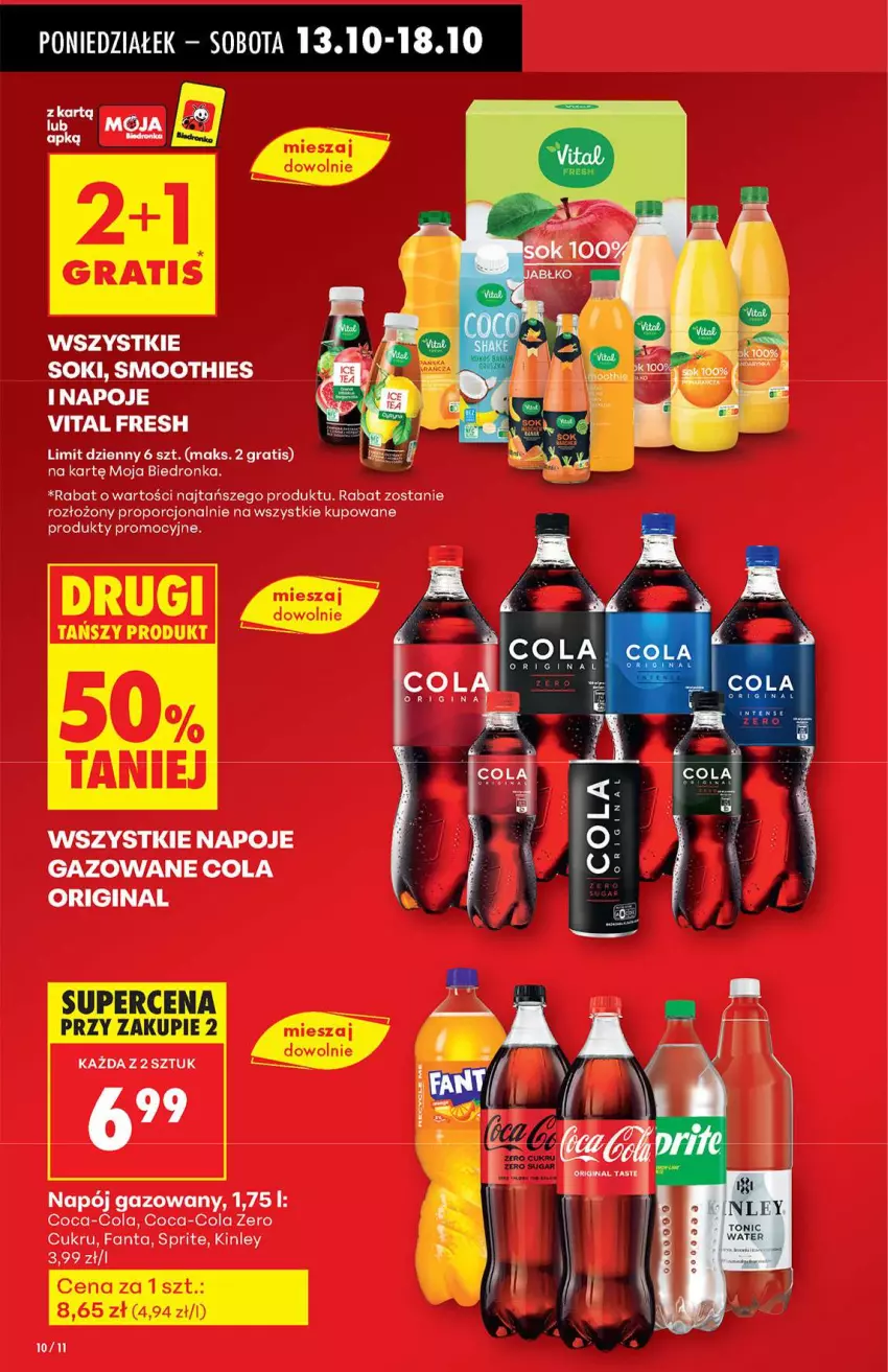 Gazetka promocyjna Biedronka - Od poniedziałku 13.10 - ważna 13.10 do 18.10.2025 - strona 10 - produkty: Coca-Cola, Fa, Fanta, Gin, Gra, Napój, Napój gazowany, Napoje, Por, Sprite