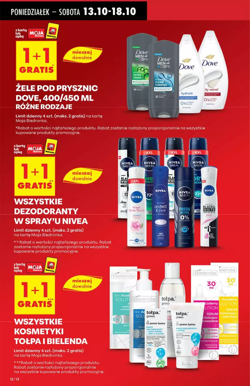 Gazetka promocyjna Biedronka - Od poniedziałku 13.10 - ważna 13.10 do 18.10.2025 - strona 12 - produkty: Bielenda, Dezodorant, Gra, Nivea, Por, Rum, Ser, Serum, Tołpa