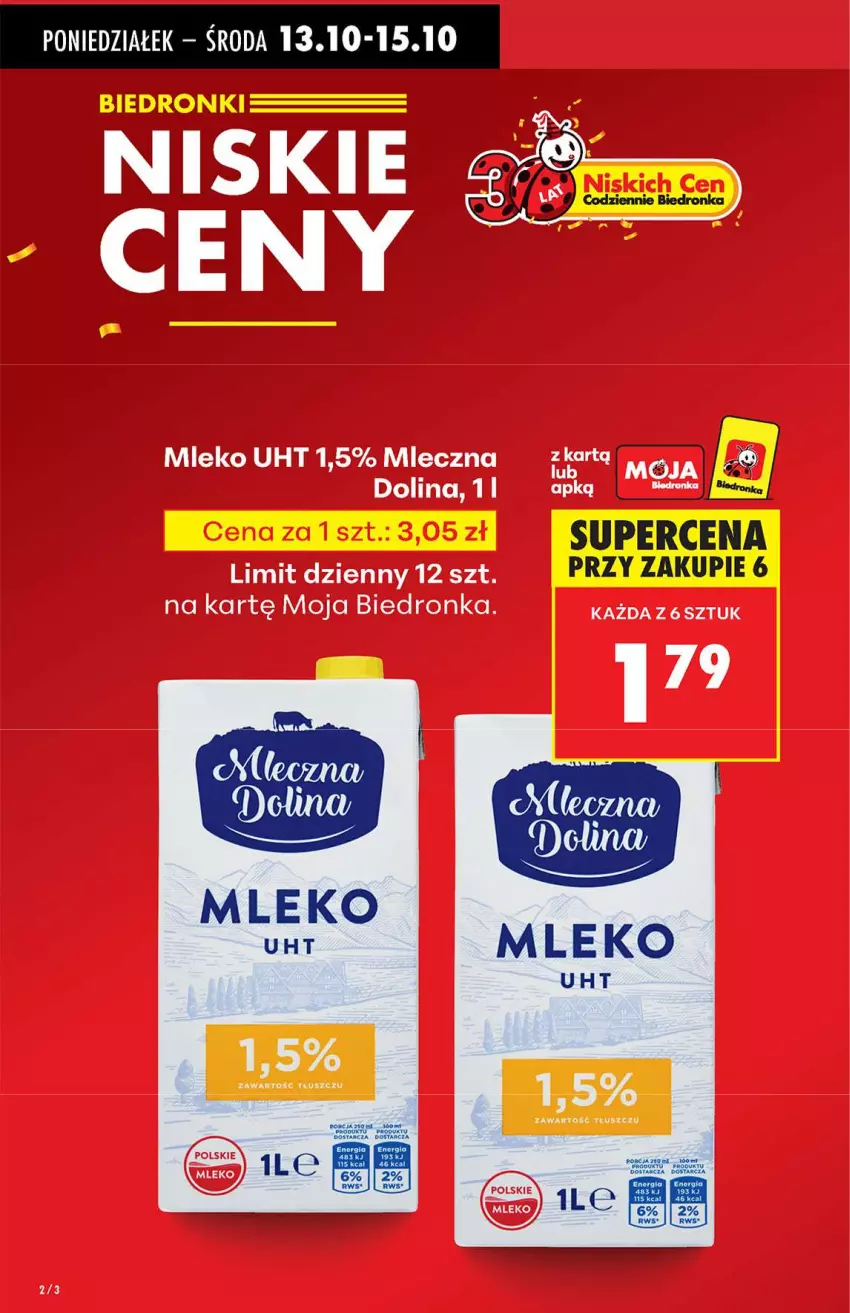 Gazetka promocyjna Biedronka - Od poniedziałku 13.10 - ważna 13.10 do 18.10.2025 - strona 2 - produkty: Mleko