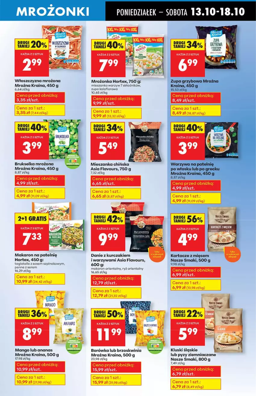 Gazetka promocyjna Biedronka - Od poniedziałku 13.10 - ważna 13.10 do 18.10.2025 - strona 41 - produkty: Ananas, Borówka, Brukselka, Fa, Gra, Hortex, Kalafior, Kurczak, Makaron, Mango, Mieszanka warzyw, Penne, Ryż, Ser, Sos, Szpinak, Warzywa, Zupa, Zupa kalafiorowa