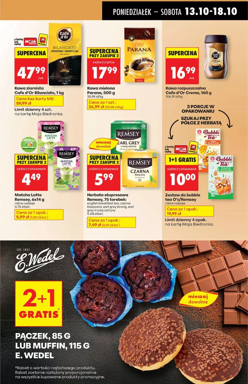 Gazetka promocyjna Biedronka - Od poniedziałku 13.10 - ważna 13.10 do 18.10.2025 - strona 49 - produkty: Cytryny, E. Wedel, Earl Grey, Fa, Gra, Herbata, Kawa, Kawa mielona, Kawa rozpuszczalna, Kawa ziarnista, Pączek, Por