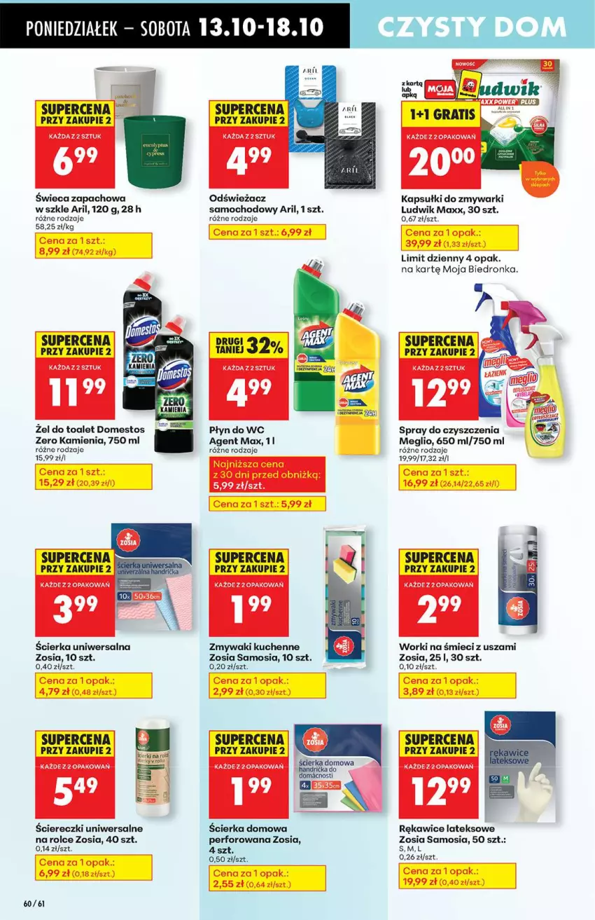 Gazetka promocyjna Biedronka - Od poniedziałku 13.10 - ważna 13.10 do 18.10.2025 - strona 60 - produkty: Domestos, Ludwik, Płyn do wc, Rękawice, Rękawice lateksowe, Spray do czyszczenia, Worki na śmiec, Worki na śmieci, Zmywaki kuchenne, Zmywarki