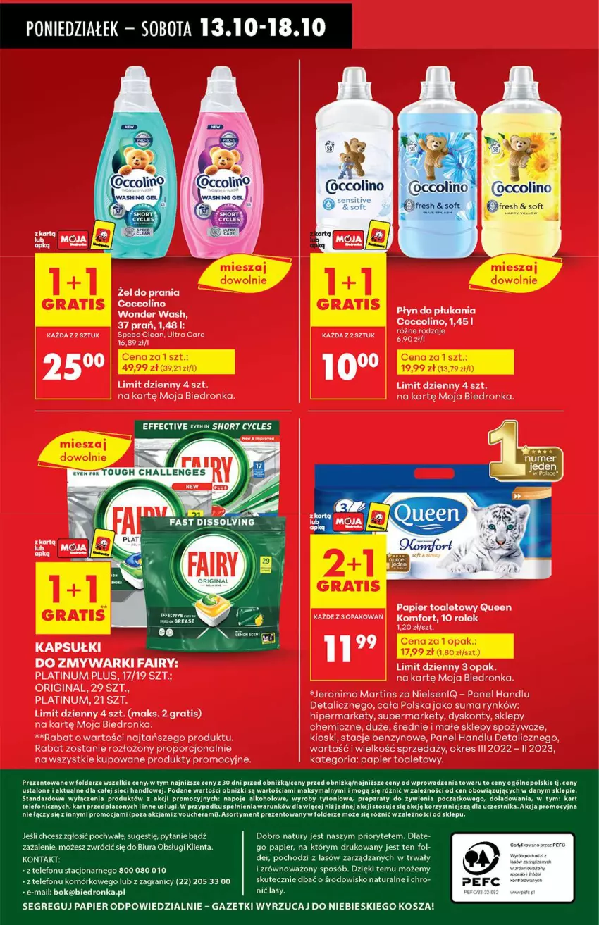 Gazetka promocyjna Biedronka - Od poniedziałku 13.10 - ważna 13.10 do 18.10.2025 - strona 64 - produkty: Coccolino, Fa, Fairy, Gin, Gra, Papier, Papier toaletowy, Płyn do płukania, Por, Zmywarki