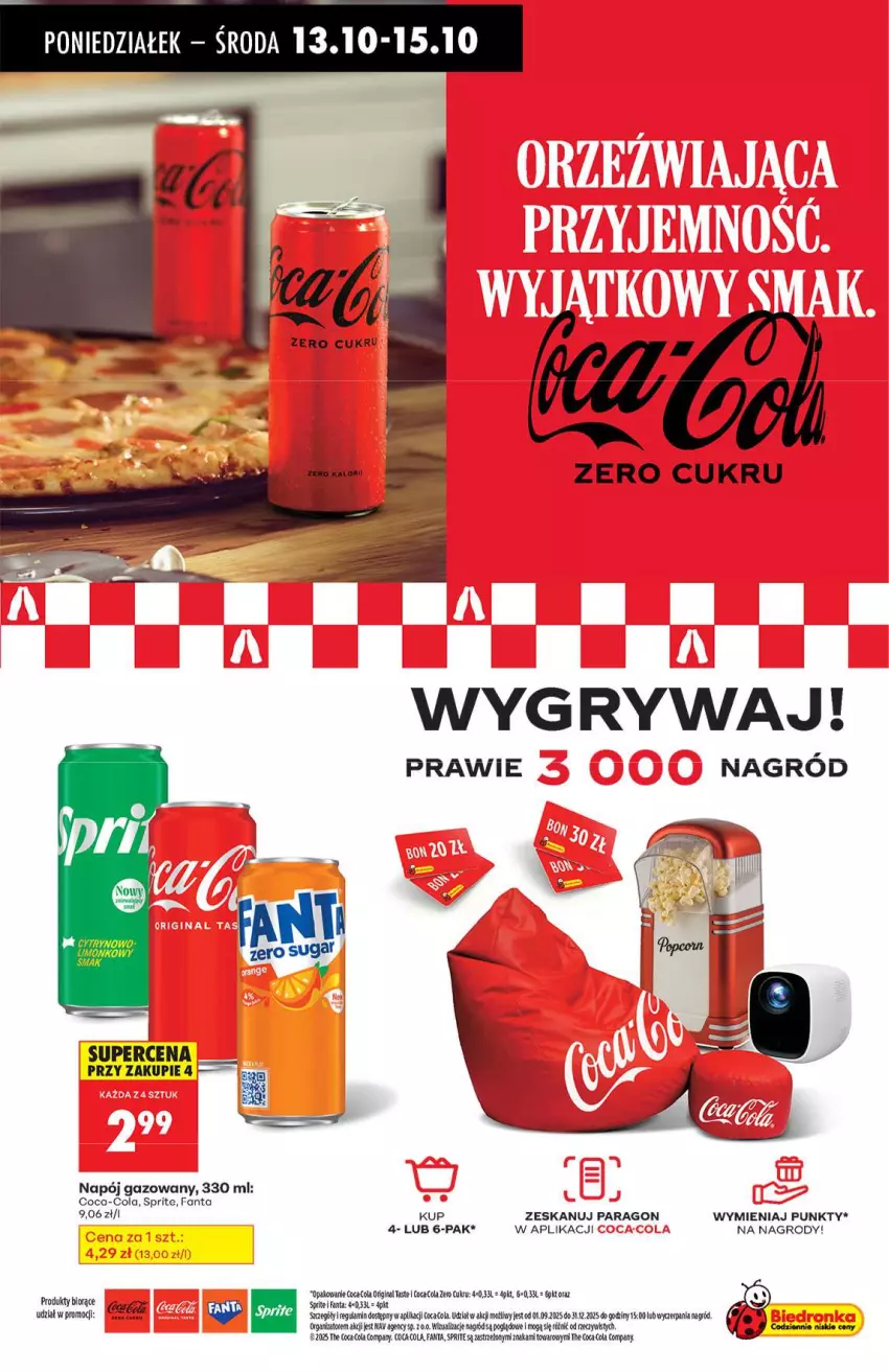 Gazetka promocyjna Biedronka - Od poniedziałku 13.10 - ważna 13.10 do 18.10.2025 - strona 73 - produkty: Coca-Cola, Fa, Fanta, Gin, Gry, Napój, Napój gazowany, Sprite
