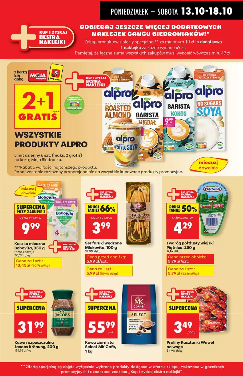 Gazetka promocyjna Biedronka - Od poniedziałku 13.10 - ważna 13.10 do 18.10.2025 - strona 75 - produkty: BoboVita, Fa, Gra, Jacobs, Kawa, Kawa rozpuszczalna, Kawa ziarnista, Kokos, Mleko, Mlekovita, Piątnica, Por, Praliny, Ser, Twaróg, Twaróg półtłusty, Wawel
