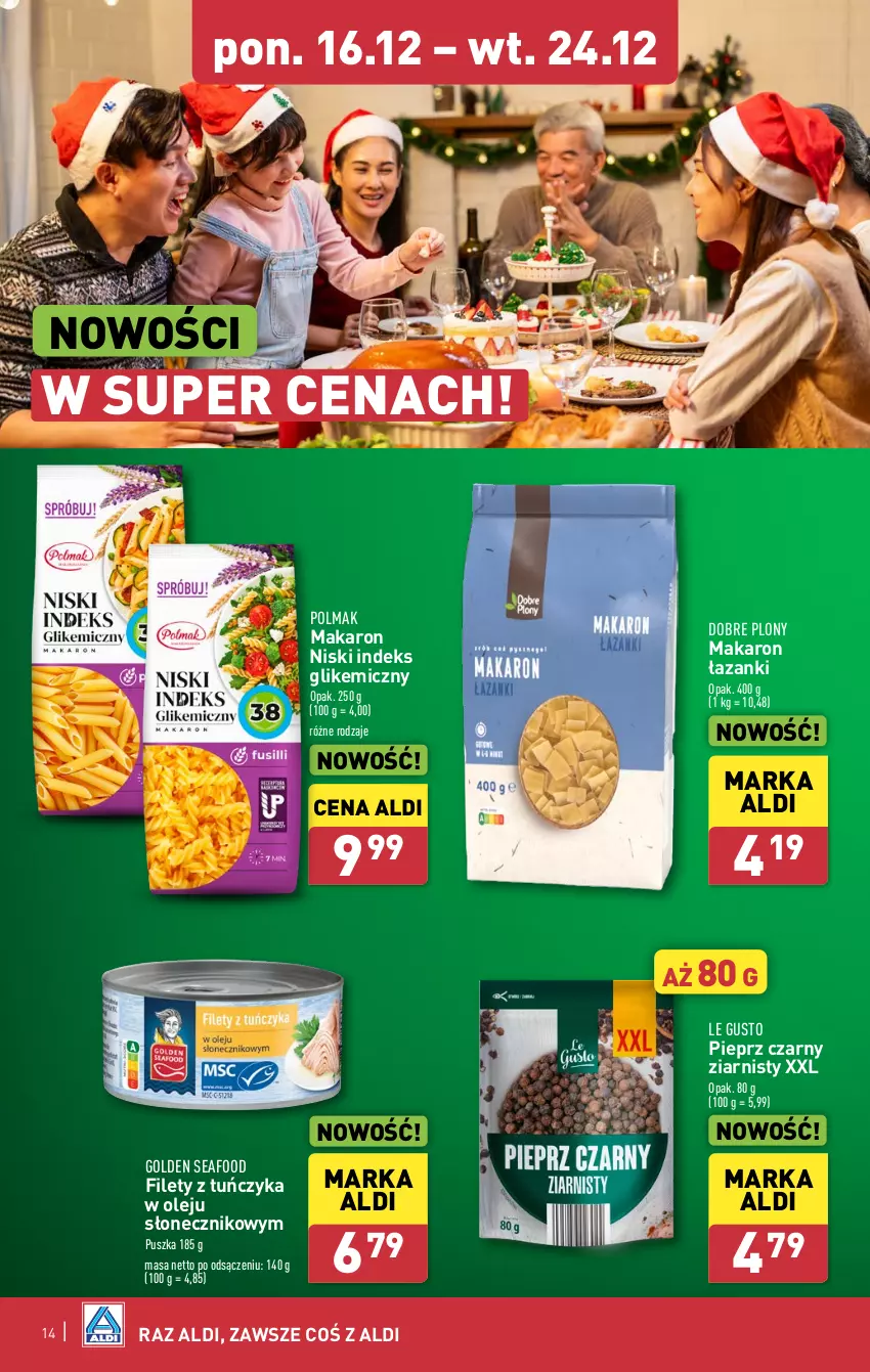 Gazetka promocyjna Aldi - Pełna oferta - ważna 16.12 do 24.12.2024 - strona 14 - produkty: Golden Seafood, Makaron, Olej, Olma, Pieprz, Tuńczyk