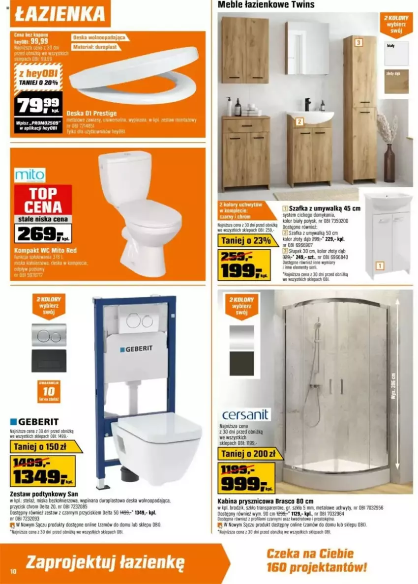 Gazetka promocyjna Obi - ważna 21.05 do 03.06.2025 - strona 19 - produkty: Cersanit, Deska wolnoopadająca, Kabina prysznicowa, LG, Meble, Meble łazienkowe, Rasco, Słupek, Szafka, Tran, Uchwyty